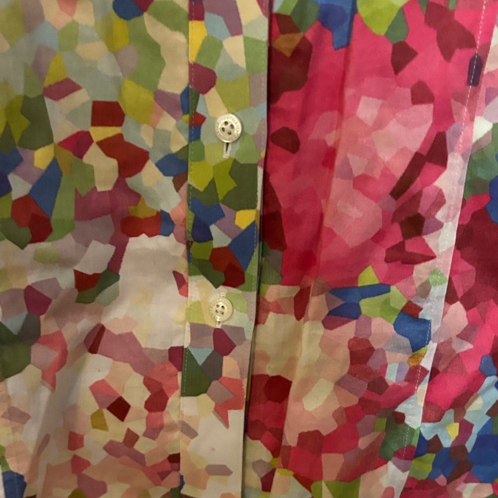 Paperwhite Multicolor Floral-Print Button-Down Shirt with French Cuffs - Picture 11 of 14